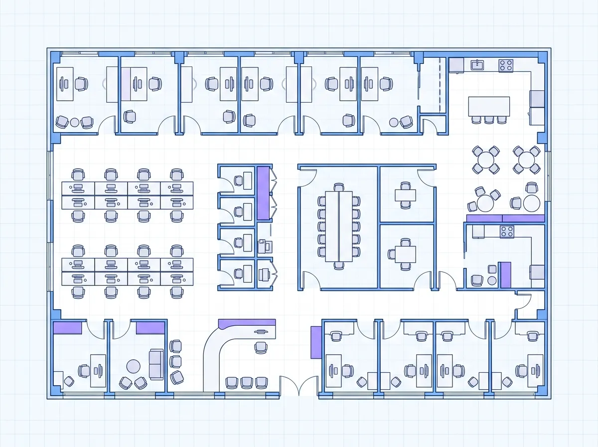 2D hybrid office floor plan example